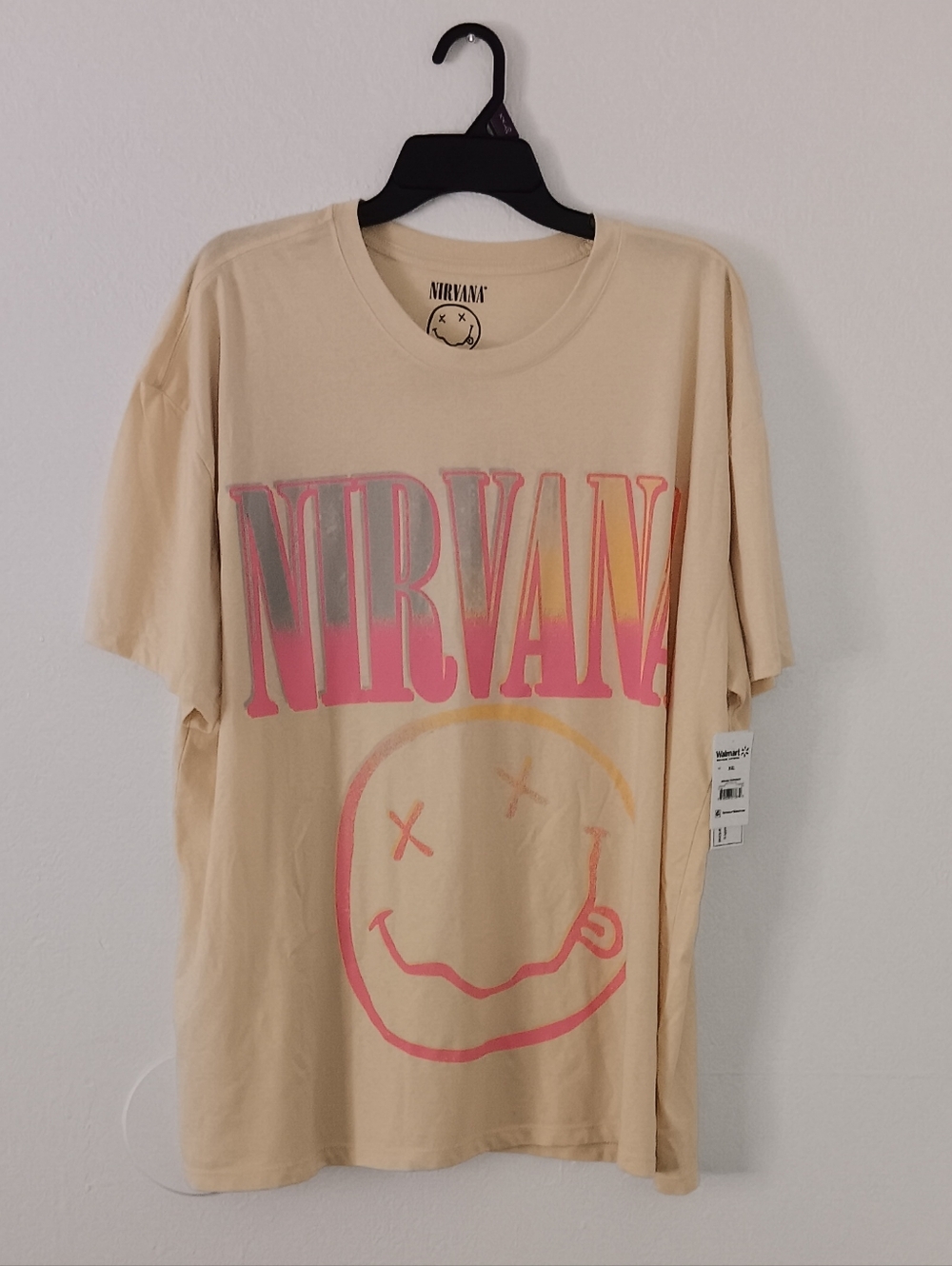 NIRVANA Light Yellow Tee with Pink & Yellow Fade Logo